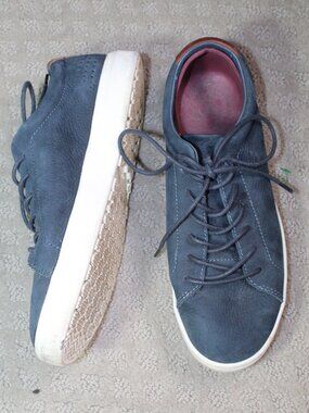 Mozo Mavi Size 7 Blue Nubuck Leather Laced Up Low Top Sneakers